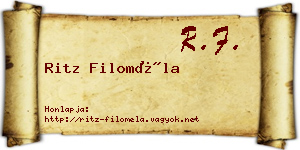 Ritz Filoméla névjegykártya